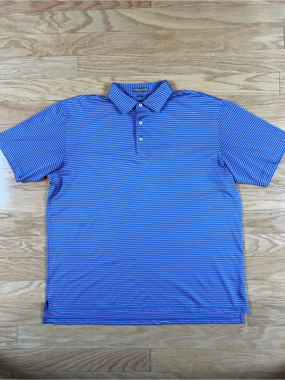 NWOT Peter Millar Summer Comfort Striped Golf Polo Size XL in Blue/Pink